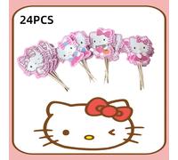 TEMU Juego de 24 piezas de tarjetas decorativas con temática Sanrio HelloKitty para mesa de postres y fiestas, ideal para decoración de banquetes