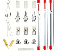 TEMU juego de 24 piezas para aerógrafo, kit de piezas de repuesto para aerógrafo, boquillas, agujas, tapones para boquillas, mini llave, protectores de tapones y piezas de repuesto del kit de limpieza