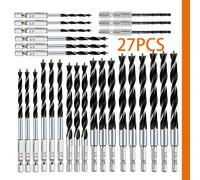 TEMU Juego de 27 piezas de brocas de para carpintería con vástago hexagonal de 2.5 mm, herramienta de perforación de posicionamiento, para madera, plástico, cartón y más