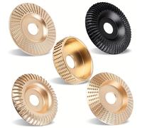 TEMU Juego de 3/4/5 Discos para Tallar Madera con Amoladora, 4 y 1/2 Accesorios con Eje de 5/8 Pulgadas, Rueda de Molienda para Pulir y Dar Forma, Dorado