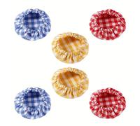 TEMU Juego de 3/6 Cubiertas de Tela para Fermentación, Tapas Elásticas Lavables para Recipientes de Vidrio para Hornear