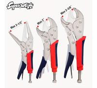TEMU Juego de 3 Alicates de Bloqueo - 10" Curvado, 7" Curvado & 6.5" - Herramientas Industriales de Acero al Carbono Duraderas, Alicates Ajustables
