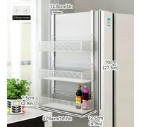 TEMU Juego de 3 Cestas Colgantes para Almacenamiento Lateral del Refrigerador de Cocina para Plástico Film, Bolsas de Basura y Botellas de Condimentos - Cestas Montadas en la Pared
