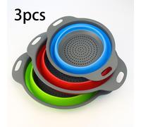 TEMU Juego de 3 coladores plegables, colador de cocina apilable, escurridor plegable que para lavar , cesta de drenaje fácil de limpiar. Disponible en verde, y azul (2 grandes y 1 pequeño)