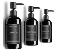 TEMU Juego de 3 Dispensadores de Champú y Acondicionador GAONLY - Botellas de Jabón para Ducha de 500ml con Bomba y Etiquetas, Fáciles de Rellenar - Mejora Instantánea del Baño como Regalo de Navidad