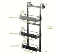 TEMU Juego de 3 Estantes para Baño, Organizador de Puerta, Estante de Pared con Ganchos, Caddy de Ducha Ajustable, , Estantes