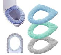 TEMU Juego de 3 fundas antideslizantes para asiento de inodoro - Tela , gruesa, y elástica, fáciles de instalar, lavables y reutilizables, accesorios de baño