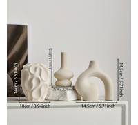 TEMU Juego de 3 Jarrones Blancos , Decoración Redonda para Estilo Nórdico Minimalista, Jarrones Donut Boho para Sala o Entrada, Regalo Navideño y Decorativo para Mesa de Café