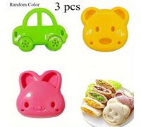 TEMU Juego de 3 Moldes para Sándwich con Forma de Oso, Moldeador de Pan de y Coche, Cortador de Galletas, Kit de Cuchillas, para Pan, Moldes para Bento, Utensilios de Cocina