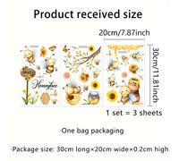 TEMU Juego de 3 Piezas, 20*30 cm Una, 3 Piezas Decoración de Festival de Abejas Pequeño Tarro de Miel Abeja Calcomanías Estáticas para Ventanas Pegatinas para Vidrio