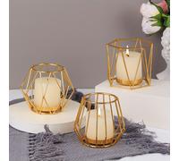 TEMU Juego de 3 Portavelas de Metal - Decoración Elegante de Mesa para , Fiestas y Hogar