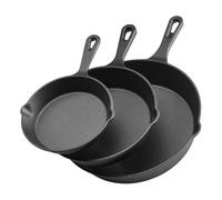 TEMU Juego de 3 sartenes de hierro fundido de 6, 8 pulgadas con mango, pre-sazonadas, color negro