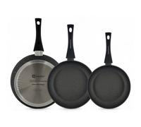 TEMU Juego de 3 Sartenes Profesionales PLATINUM, Set Antiadherente de Resistencia, Inducción Total (), Sin /, Mango Ergonómico, 20/24/28cm -