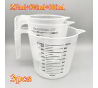 TEMU Juego de 3 tazas medidoras de plástico apilables para el hogar, taza medidora graduada transparente, juego de herramientas de medición para repostería (250ml + 500ml + 1000ml)