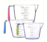 TEMU Juego de 3 vasos medidores de plástico con de silicona, diseñados para líquidos en y vasos - Adecuados para de cocina pequeñas como grandes