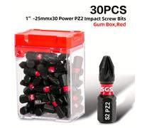 TEMU Juego de 30 piezas, brocas Phillips PZ1/PZ2/PZ3 de acero S2, 1"-25mm, juego de destornilladores de impacto para uso industrial