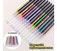 TEMU Juego de 36 bolígrafos de gel con - 12 bolígrafos + 24 recambios, para , artistas y uso de oficina para escritura , dibujo, y diario, con tinta de secado rápido
