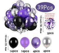 TEMU Juego de 39 Globos Metálicos Negros y con Globos de Papel Coloridos para Decorar , , Aniversarios o Celebraciones de Graduación