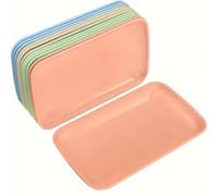 TEMU Juego de 4/12 Platos Rectangulares de Plástico - Vajilla Duradera para Decoración del Hogar, 4 Bandejas para Filetes y Postres, Ideal para Frutas y Ensaladas