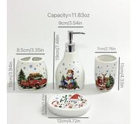 TEMU Juego de 4 accesorios para baño con temática navideña: dispensador automático, vaso enjuagante bucal, portacepillos y jabonera. Diseños de árbol/Papá Noel/muñeco nieve/reno. ¡ regalo Navidad!