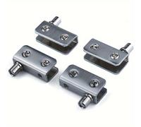 TEMU Juego de 4 bisagras de para puertas de cristal, bisagras de abrazadera de acero inoxidable de sin taladro, aptas para puertas de armario de cristal de 5-7 mm