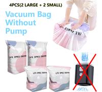 TEMU Juego de 4 bolsas de vacío sin bomba, bolsas de almacenamiento al vacío sin bomba, bolsa de almacenamiento al vacío 3D sin bomba, bolsa de vacío reutilizable para ropa, mantas de cama y viajes