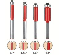 TEMU Juego de 4 Brocas Profesionales para , Vástago de 1/4", Aleación de Tungsteno de Calidad, Precisión en Recorte y Grabado, Herramientas de Carpintería para Madera con Rodamientos