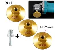 TEMU Juego de 4 cabezales de rectificado planos con diamantes, mallas 45#/60#/100# con varilla de conexión para taladro manual | M14/M10 opcional | Herramienta especial para pulir encimeras de piedra