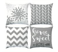 TEMU Juego de 4 fundas de cojín con diseño geométrico para decoración de sofá o silla, 100% poliéster de piel de , fundas impresas por una cara (no rellenos de cojín)