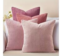 TEMU Juego de 4 fundas de cojín de chenilla rosa moderno y lujoso, hechas de fibra de poliéster , con elegantes combinaciones , ideales para decorar sofás, dormitorios, patios y