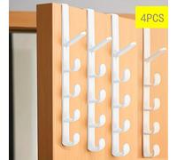 TEMU Juego de 4 ganchos colgadores traseros para puerta, perchero para sombreros, gancho para ropa sin perforaciones, gancho para dormitorio, colgador para puerta de armario, ganchos de uso múltiple