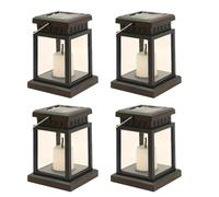 TEMU Juego de 4 lámparas solares para mesa de exterior, de LED parpadeante sin llama, luces decorativas colgantes para jardín, adecuadas para mesas de comedor, patios, y decoraciones para fiestas al