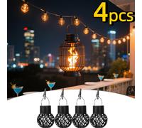 TEMU Juego de 4 luces solares colgantes con diseño de llama parpadeante, perfectas para faroles de exterior para jardines, patios, árboles, camping, Navidad y decoraciones festivas