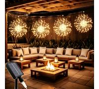 TEMU Juego de 4 luces solares colgantes de artificiales, luces LED de estrellas de artificiales, para exteriores, 8 LED, luces de , luces navideñas, jardín, luces decorativas de Navidad