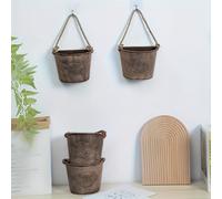 TEMU Juego de 4 macetas colgantes de pared de metal vintage, colgante decorativo de flores secas, cesta colgante, utensilio para flores, para plantas suculentas de , cuenco colgante de hierro