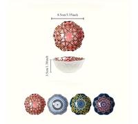 TEMU Juego de 4 para Condimentos Cerámicos Estilo Bohemio - Pequeños Recipientes Decorativos para Salsa y en Porcelana con Patrones Elegantes