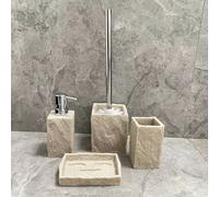 TEMU Juego de 4 piezas para baño con granito : Dispensador de jabón y loción, botella, vaso, jabonera y soporte para cepillo de baño