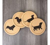 TEMU Juego de 4 posavasos de corcho engrosado con redondeado y ranurado, Diseños grabados de , Adecuados para tazas, vasos y posavasos de café, Decoración de mesa, Regalo de para amantes de