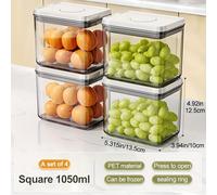 TEMU Juego de 4 recipientes herméticos para almacenar alimentos de 35.5 onzas con tapas y diseño de cierre a presión; frascos de cocina para snacks, galletas, granos, frutas, , especias y