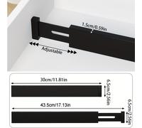 TEMU Juego de 4 separadores de bambú negros para cajones de cocina, ajustables para organizar ropa interior en dormitorios, baños y oficinas