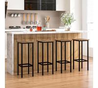 TEMU Juego de 4 Taburetes de Barra, 28" Sillas de Bar Sin Respaldo con Patas de Metal y Reposapiés, Taburetes para Cocina y Desayuno, Taburetes de Mostrador Industrial para Hogar, Cafetería y Pub