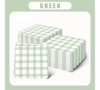 TEMU Juego de 40 servilletas a cuadros verdes, servilletas de cóctel festoneadas en verde , servilletas de papel a cuadros para fiestas y , que miden 5 x 5 pulgadas