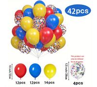 TEMU Juego de 42 piezas de globos de con globos de látex rojos, y reales, perfectos para decoraciones de carnaval, , y