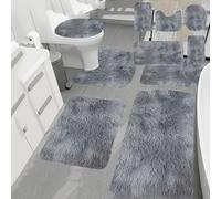 TEMU Juego de 5 Alfombras de Baño Suaves y Esponjosas, Antideslizantes, Pelo Largo, Estilo Tie-Dye, Lavables, Decoración de Lujo para Todo Tipo de Interiores