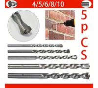 TEMU Juego de 5 brocas de construcción de vástago de 4mm/5mm/6mm/8mm/10mm, brocas de resistencia, aptas para hormigón, paredes, azulejos, ladrillo , cemento, mármol, granito y otros materiales pétreos