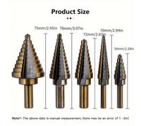 TEMU Juego de 5 Brocas de Precisión de Cobalto HSS de Calidad. Juego de 5 Brocas Escalonadas de Acero - Broca para Madera, Plástico, Metal, Compatible con Taladro Eléctrico, No Requiere Montaje