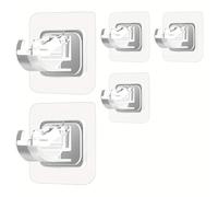 TEMU Juego de 5 clips adhesivos sin taladro para barra de cortina, puerta, barra telescópica, gancho adhesivo multifuncional, fijador de clip para barra de cortina, ganchos utilitarios