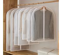 TEMU Juego de 5 fundas transparentes para guardar ropa - Bolsas transparentes antipolvo para abrigos y trajes, ideal para organizar en el dormitorio