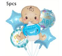 TEMU Juego de 5 globos de lámina con forma de biberón de muñeca y azul polvo, suministros de decoración para fiestas de y reuniones, adornos de interior
