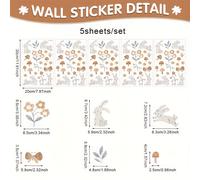 TEMU Juego de 5 láminas, 110 piezas adhesivos murales con diseño de , hongos y flores de hoja vegetal autoadheribles e despegables para decorar dormitorio, sala, cocina o baño